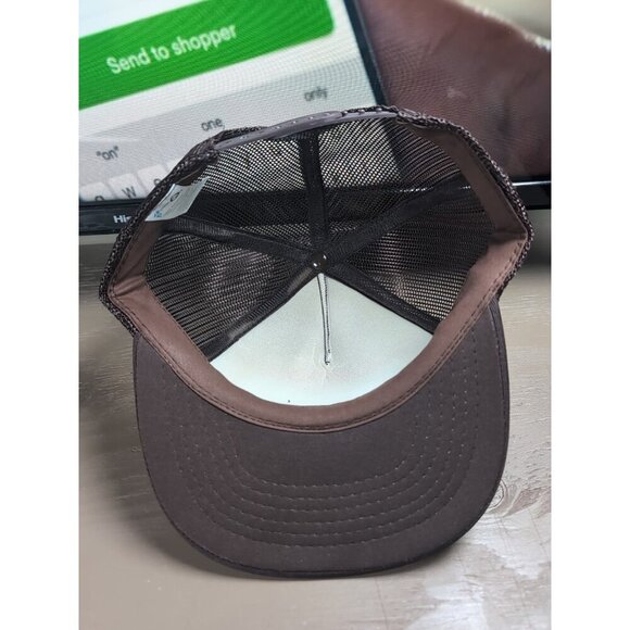 Vintage Maritime Tire Ltd Mesh Trucker Style Snapback Hat Retro 80's Brown Auto - Picture 8 of 9